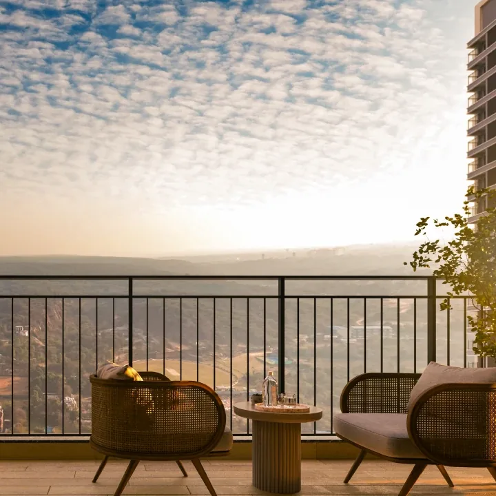 Sun deck with Aravalli ridge view